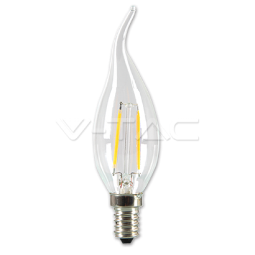 LED spuldze (svece) - LED Bulb - 2W Filament E14 Candle Tail Warm White